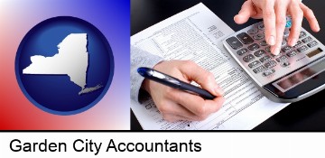 an accountant at work in Garden City, NY