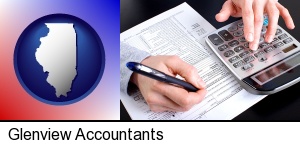 an accountant at work in Glenview, IL