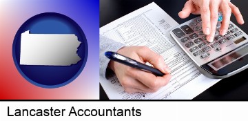 an accountant at work in Lancaster, PA