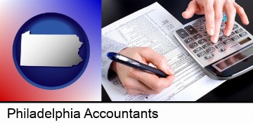 an accountant at work in Philadelphia, PA
