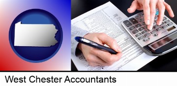 an accountant at work in West Chester, PA