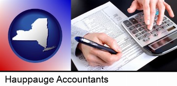 an accountant at work in Hauppauge, NY